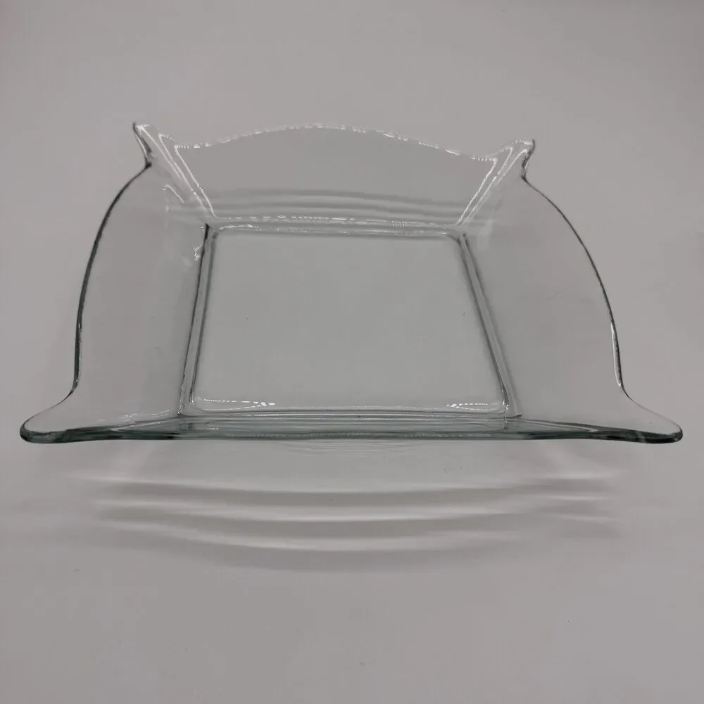 Vintage Square Deep Glass Candle Holder Potpourri With Metal Base Serving Dish